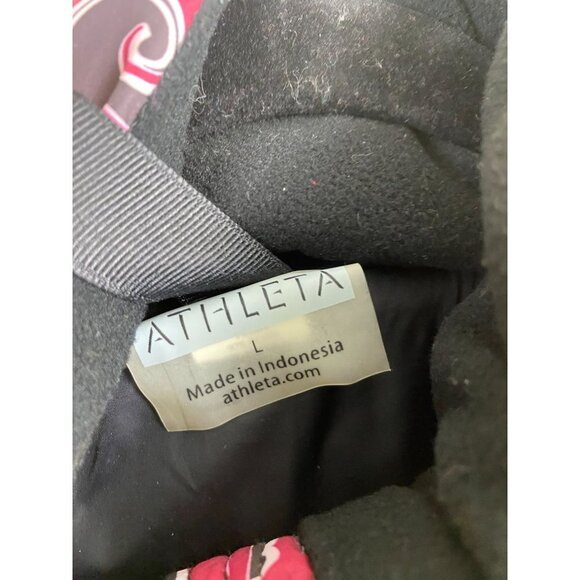 Athleta‎ Down Filled Puffer Vest Coat Womens size Large Paisley Boho Pink Winter - Picture 3 of 11